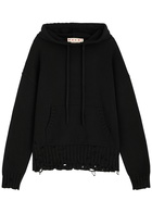 Marni Distressed Hooded Cotton Sweatshirt Black