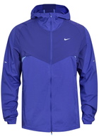 Nike Dri-fit Hooded Stretch-nylon Running Jacket Blue