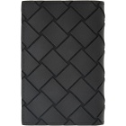 Bottega Veneta Black Rubber Intrecciato Bifold Card Holder