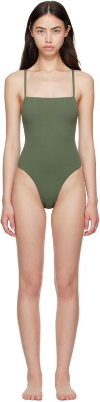 Photo: Matteau Khaki Petite Square Maillot Swimsuit