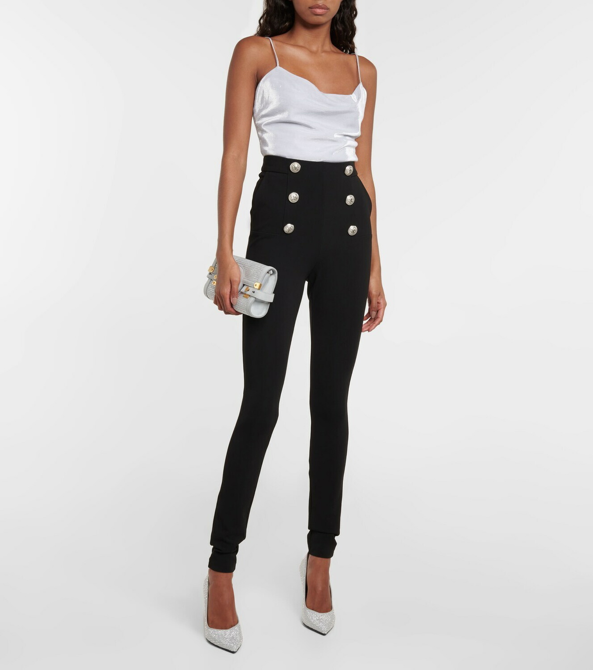 Top Balmain Métallisé Argent Avec Logo Lion - Taille 38, Occasion Bon état