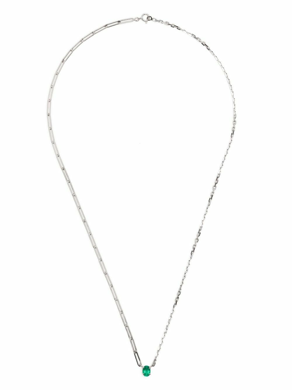 Yvonne Léon 18K White Gold Solitaire Emerald Necklace