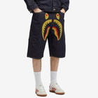A Bathing Ape Men's Shark Denim Shorts in Indigo