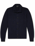 TOM FORD - Ribbed Wool and Silk-Blend Cardigan - Blue