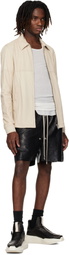 Rick Owens Beige Temple Brad Leather Jacket