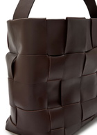 ST. Agni Woven Large Leather Tote - Chocolate - One Size