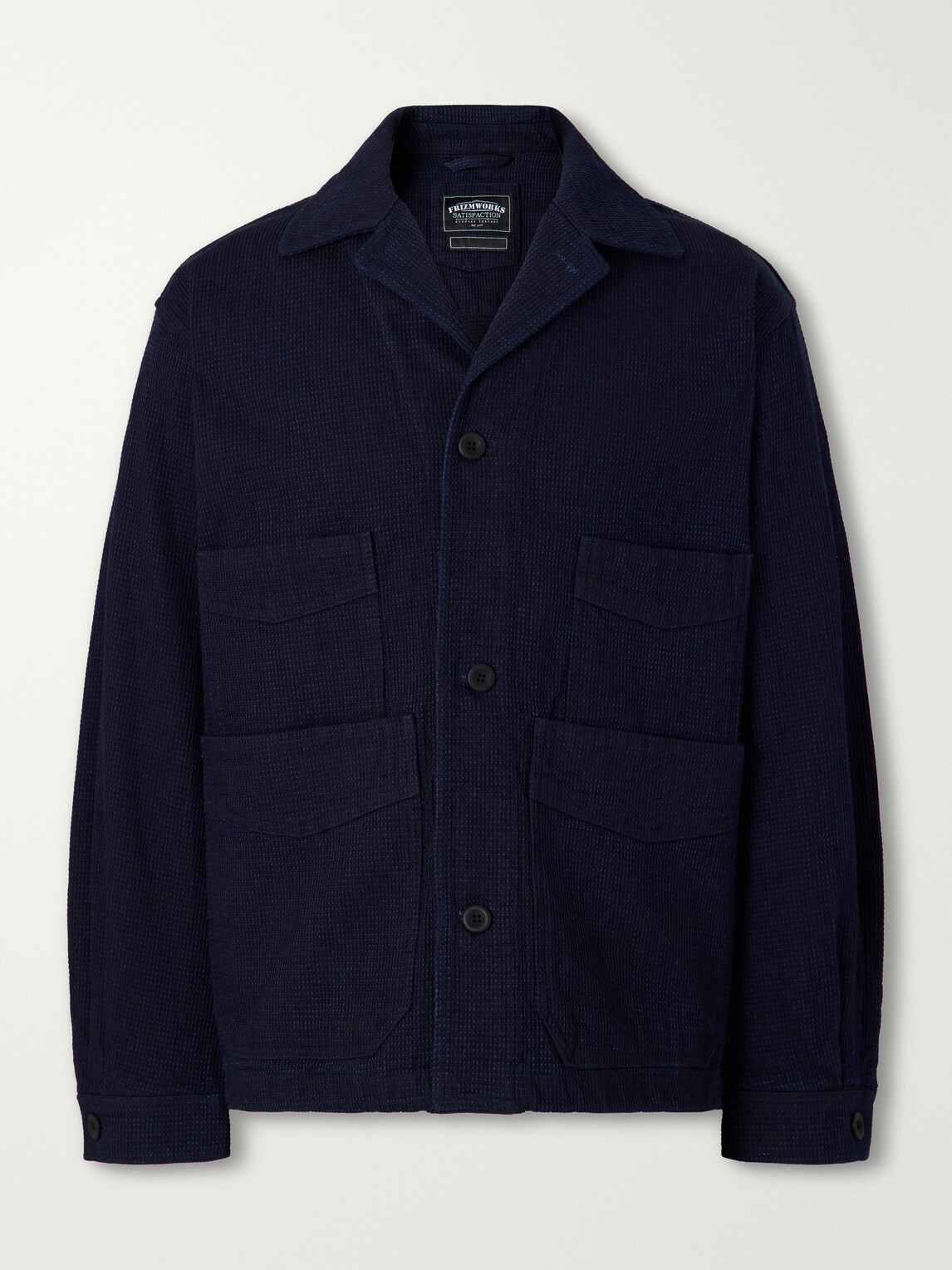 FrizmWORKS - Waffle-Knit Cotton Jacket - Blue