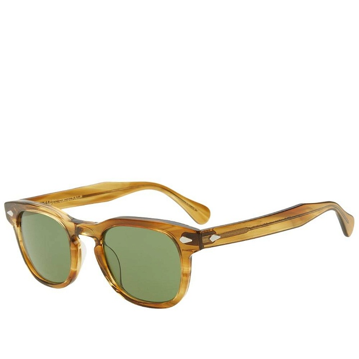 Photo: Moscot Men's Gelt Sunglasses in Honey Blonde/Calibar Green