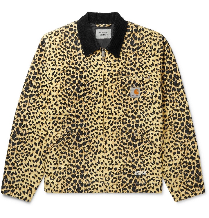 Photo: Carhartt WIP - Wacko Maria Corduroy-Trimmed Leopard-Print Cotton-Canvas Jacket - Animal print