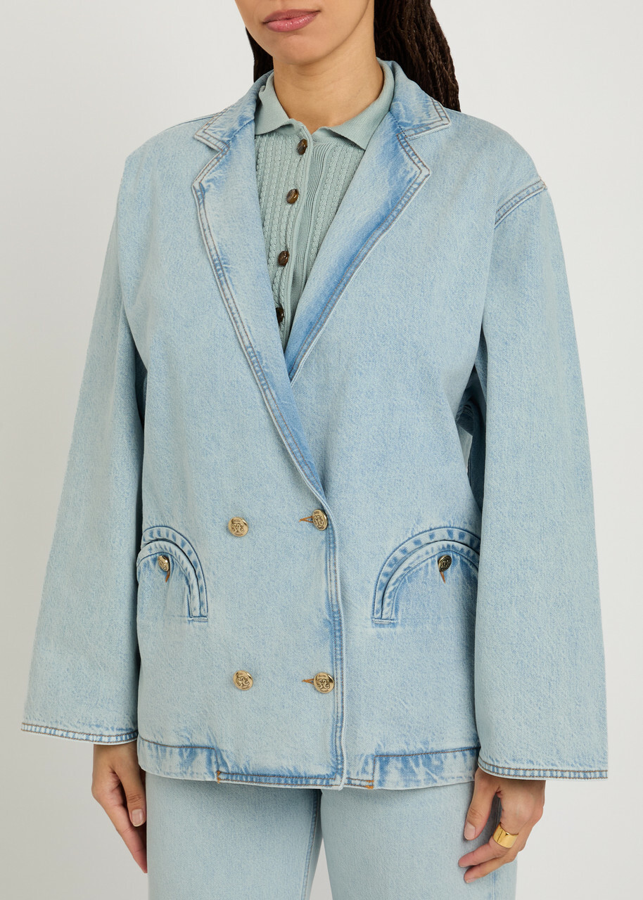 Blaze Milano Cory Double-breasted Denim Jacket Light Blue