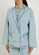 Blaze Milano Cory Double-breasted Denim Jacket Light Blue