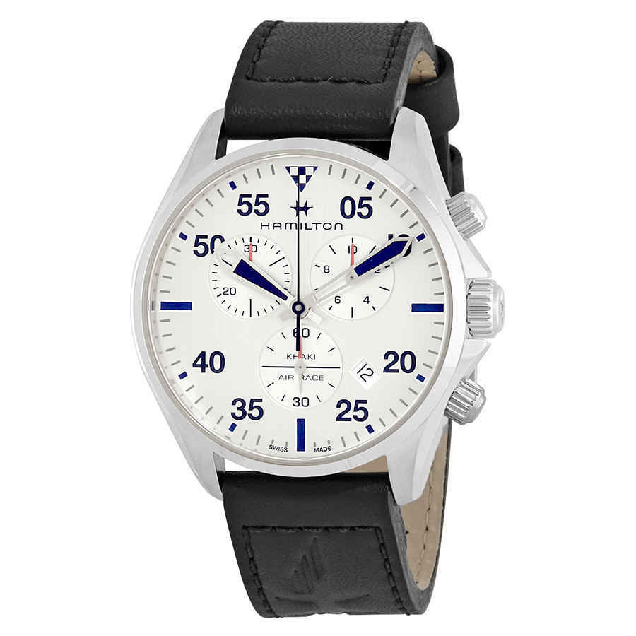 Hamilton Khaki Pilot Silver Dial Black Leather Mens Watch H76712751