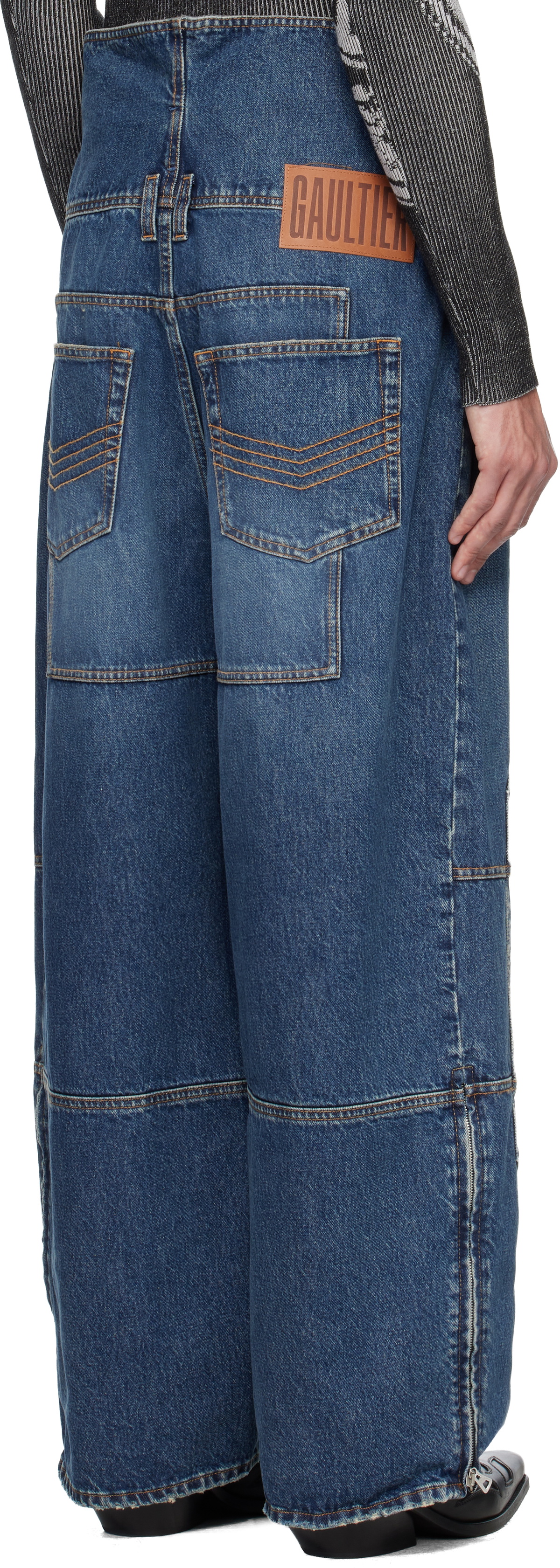 Jean Paul Gaultier Blue Zipped Patch Jeans