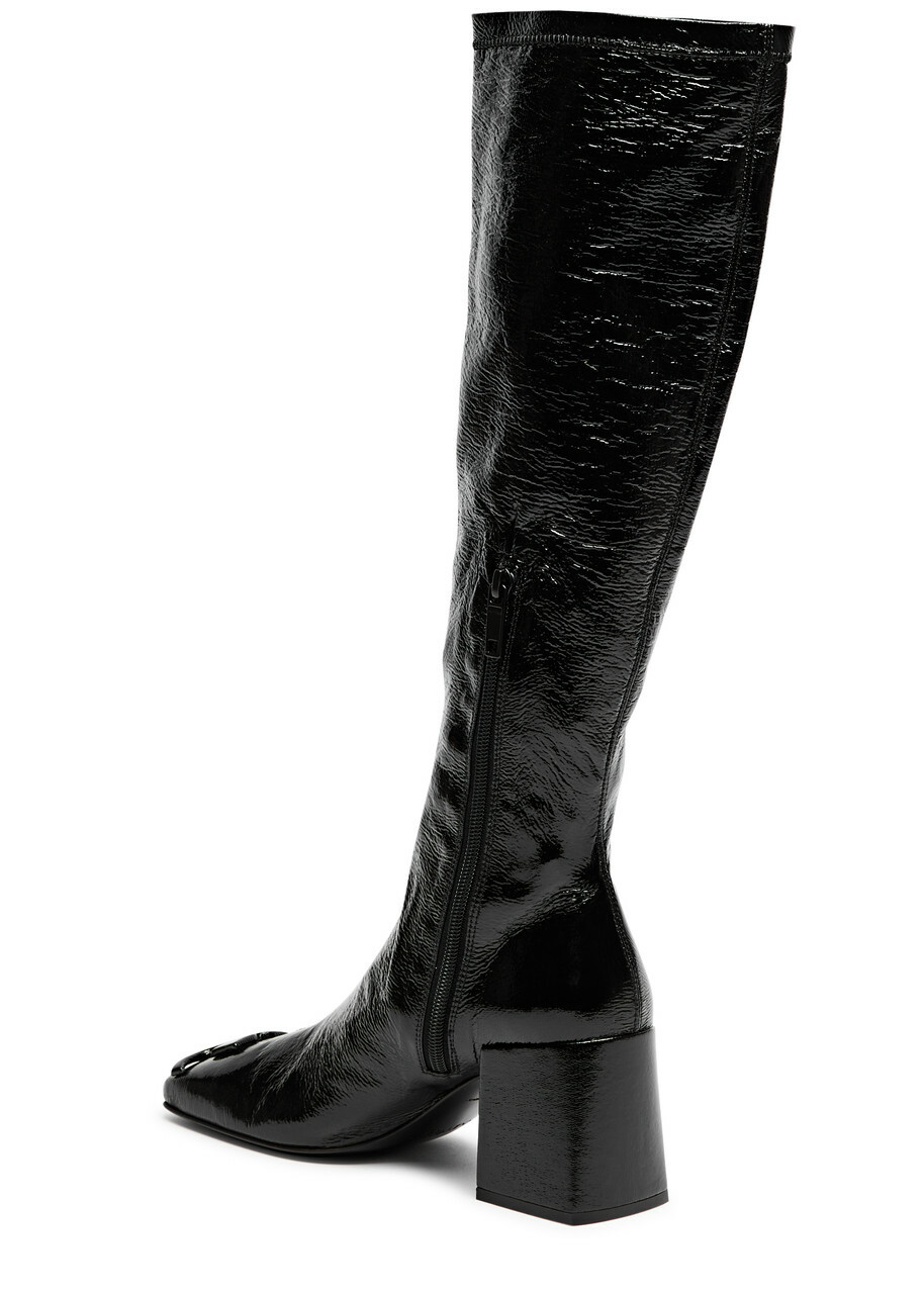 Courrèges 75 Crinkled Vinyl Knee-high Boots Black