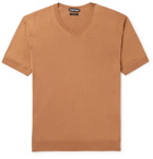 TOM FORD - Slim-Fit Knitted Silk T-Shirt - Brown