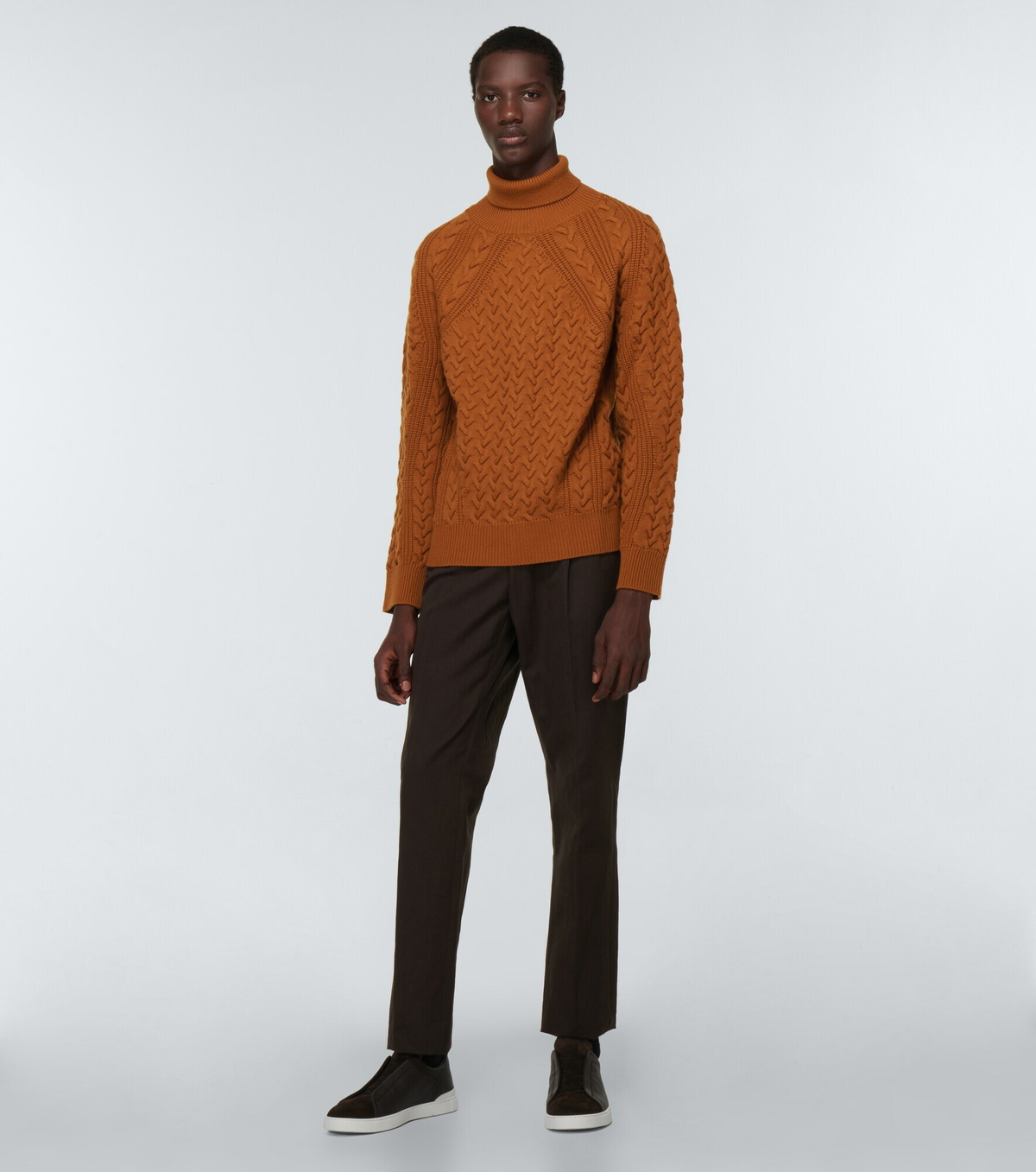 Zegna - Cable-knit turtleneck wool sweater