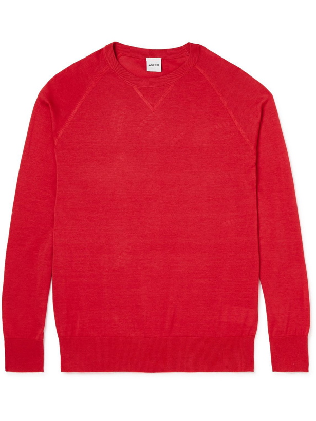 Photo: Aspesi - Cotton, Silk and Linen-Blend Sweater - Red