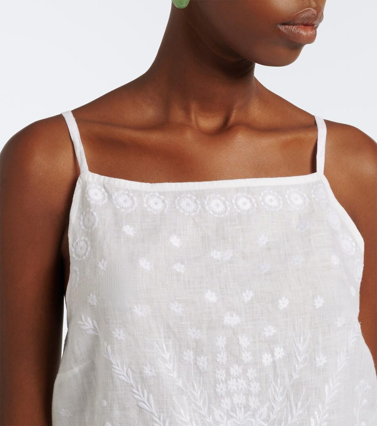 Eres Corail embroidered linen top