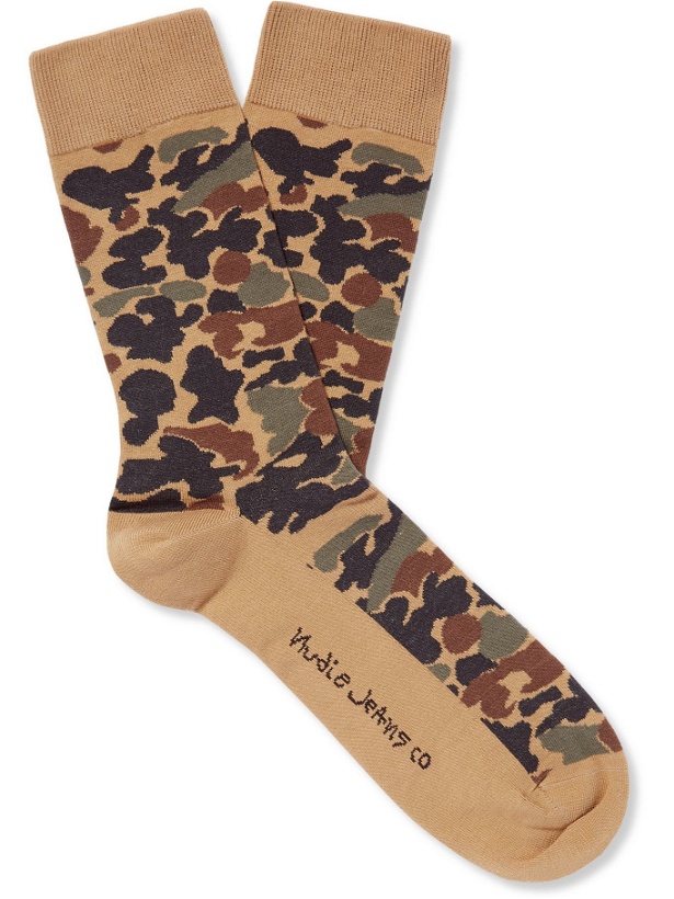 Photo: NUDIE JEANS - Olsson Camouflage-Jacquard Organic Cotton-Blend Socks