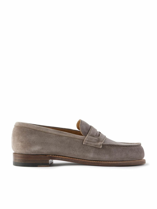 Photo: J.M. Weston - 180 Moccasin Suede Penny Loafers - Gray