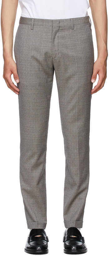 Photo: Paul Smith Brown & Grey Mini-Check Wool Trousers