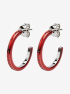 MM6 Maison Margiela Red Logo Engraved Hoop Earrings