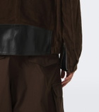 Sacai Leather-trimmed suede blouson jacket