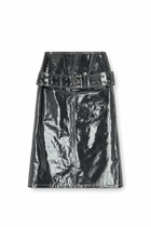 Diesel Patent-leather midi skirt with belt - Skirts Womens in Grey