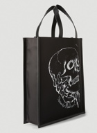 Skull Leather Tote Bag in Black