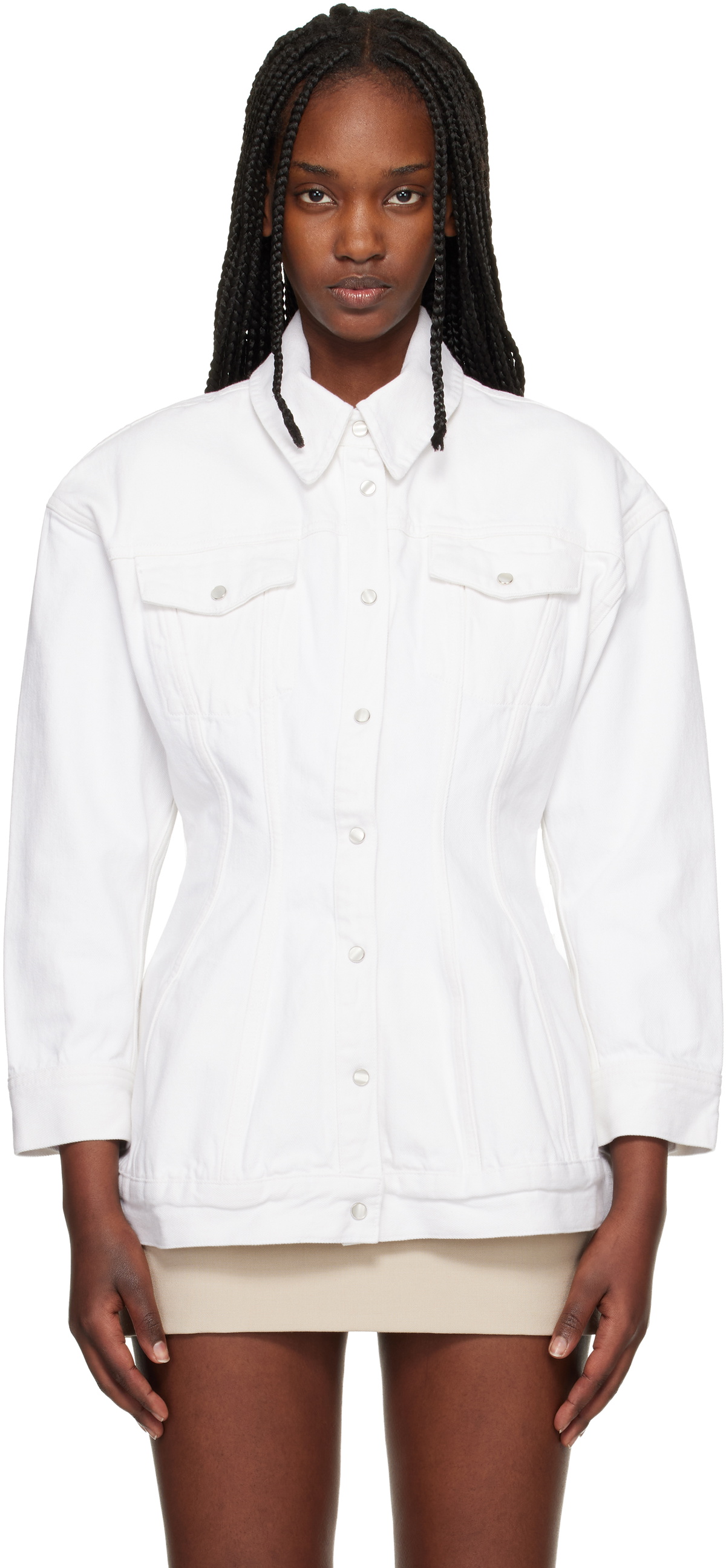 WARDROBE.NYC White Denim Contour Jacket