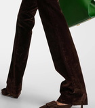 Ferragamo High-rise cotton-blend velvet slim pants