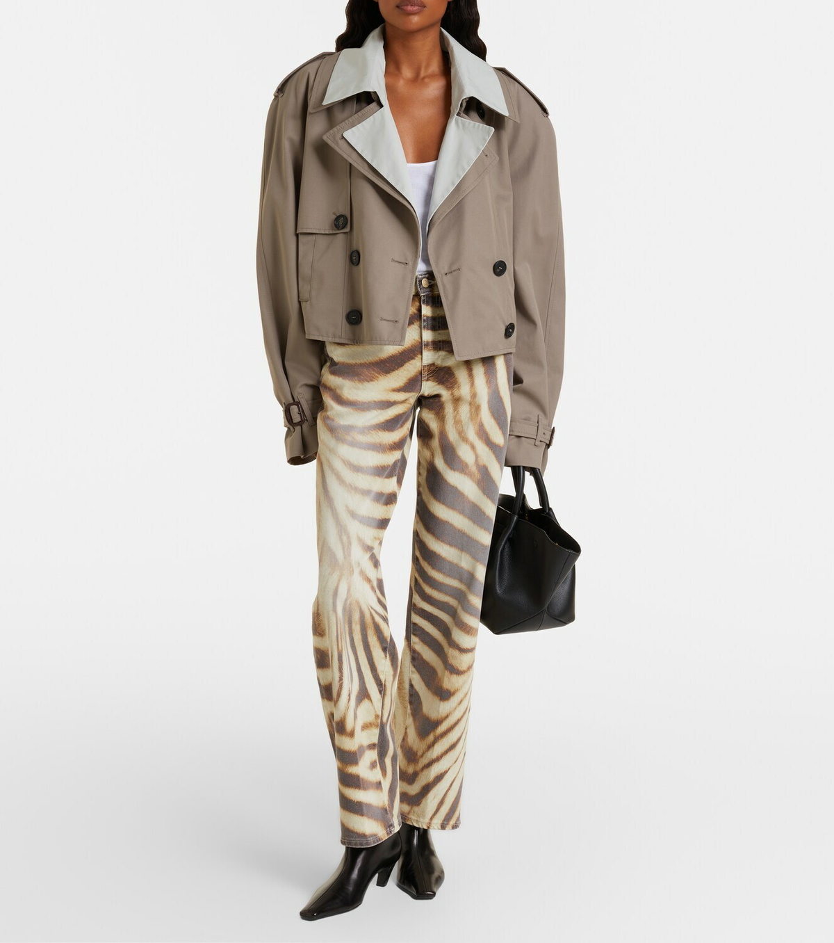7 For All Mankind Stovepipe zebra-print straight jeans