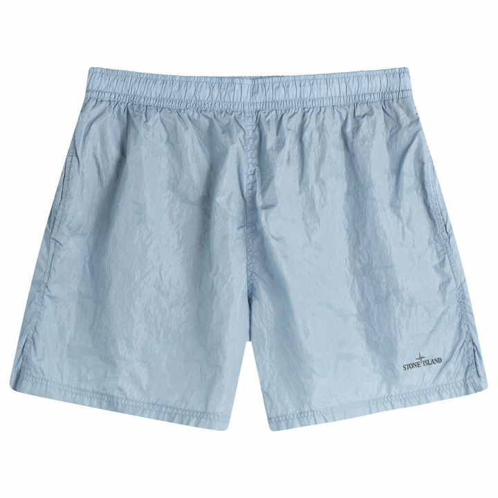 Photo: Stone Island Men's Water Reactive Faded Camo Swim Shorts in Dust Blue