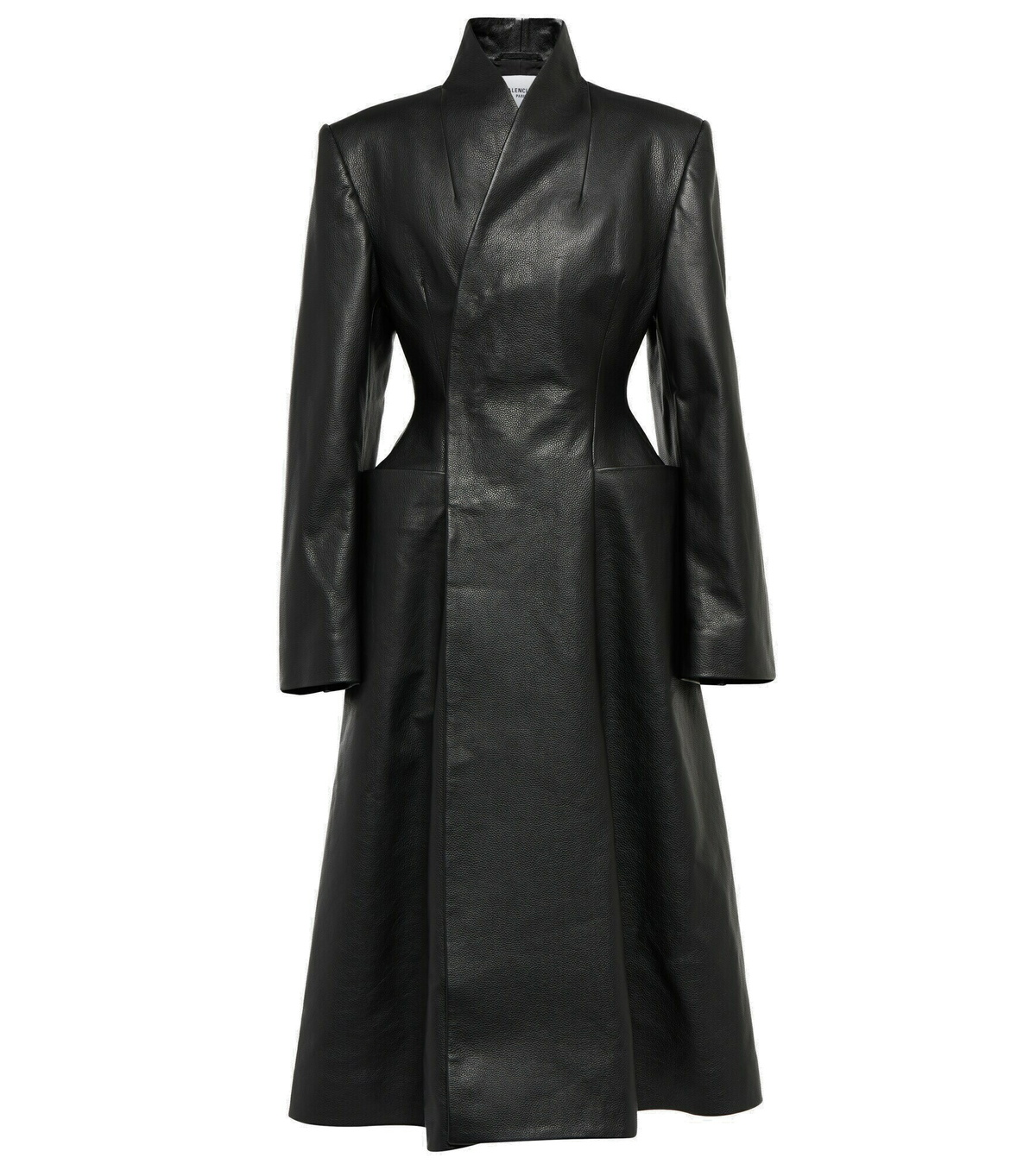 BALENCIAGA black lined quilted leather coat【関税送料込み】 Balenciaga - Flare hourglass leather midi coat Balenciaga