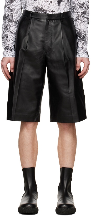 Photo: Dries Van Noten Black Leather Shorts