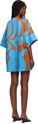 Dries Van Noten Blue & Tan Oversized Minidress