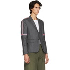 Thom Browne Grey Elastic Stripe Seamed Armhole Single-Breasted Blazer