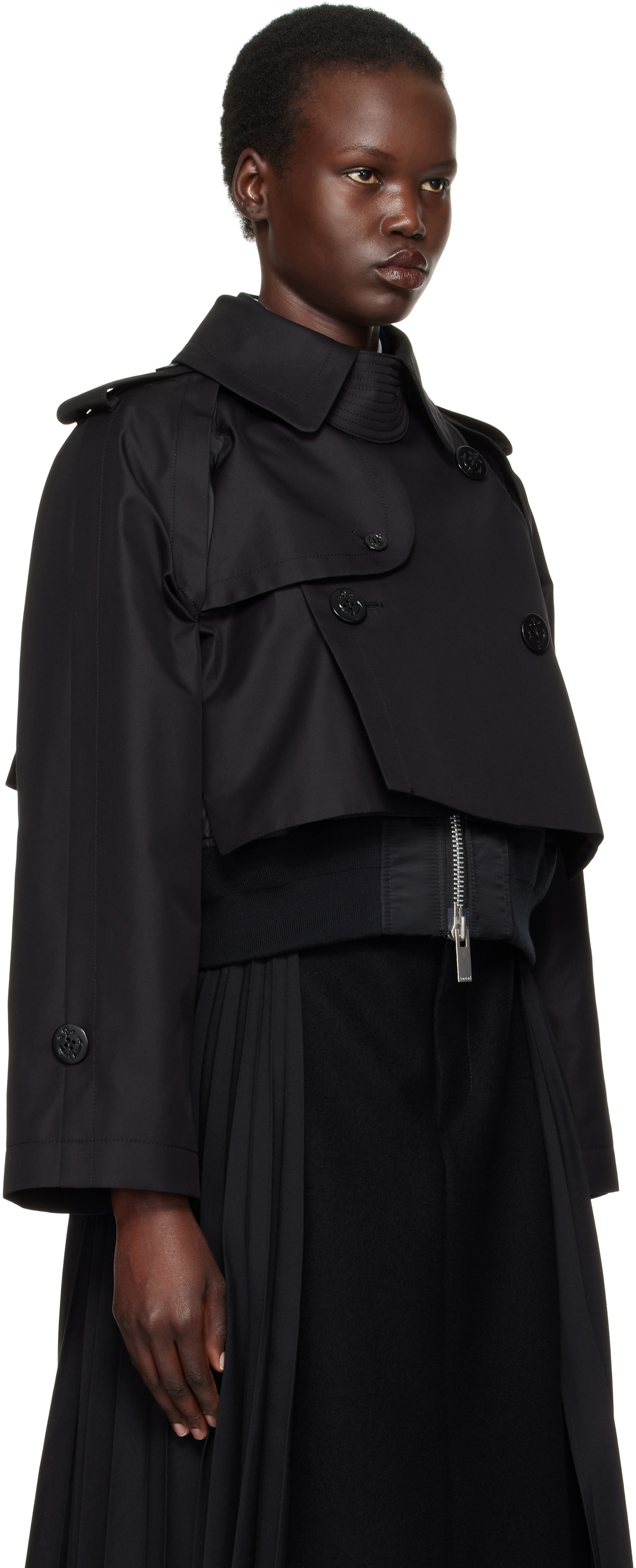 sacai Black Cotton Gabardine x Nylon Twill Blouson Sacai