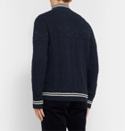 Polo Ralph Lauren - Embroidered Cable-Knit Cotton-Blend Mock-Neck Sweater - Blue