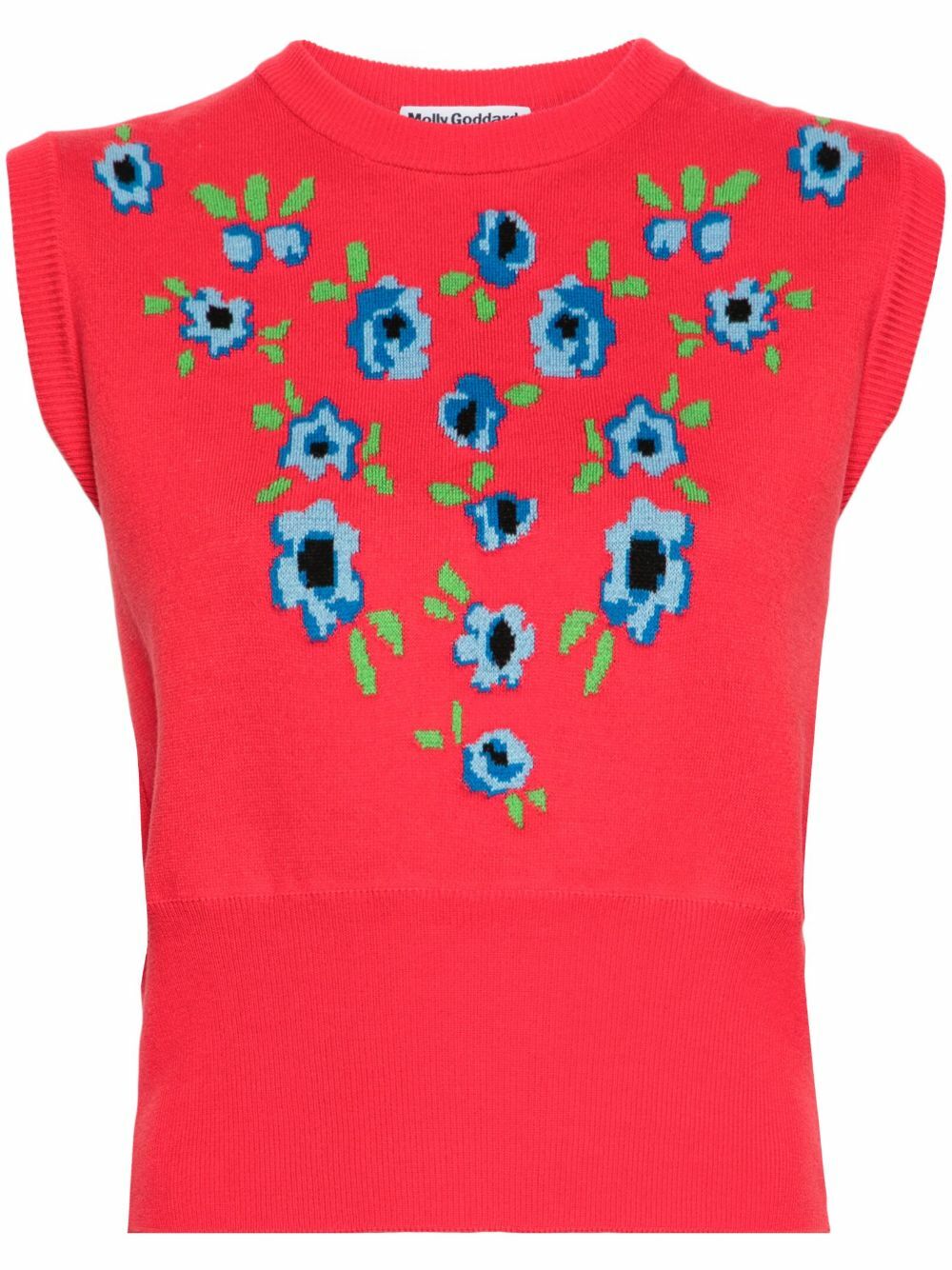 Molly Goddard Red Rosie Floral-Jacquard Cotton Vest