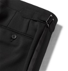 Thom Sweeney - Black Slim-Fit Pleated Satin-Trimmed Wool Tuxedo Trousers - Black