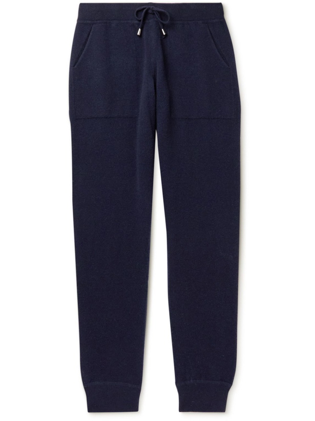 Photo: Thom Sweeney - Tapered Wool and Cashmere-Blend Sweatpants - Blue