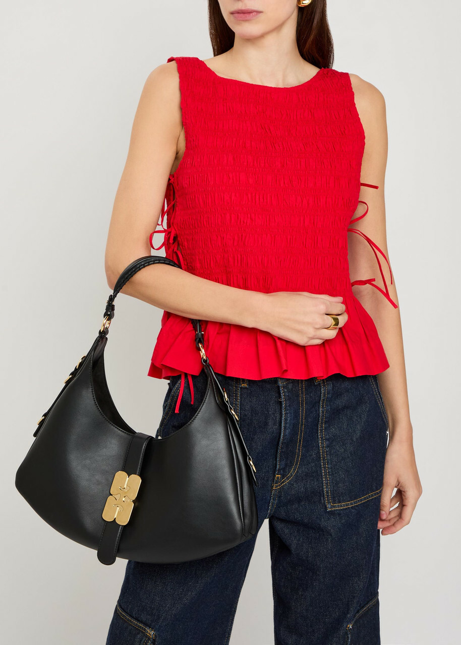 Ganni Kat Small Leather Shoulder bag - Black - One Size