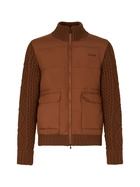 MC2 Saint Barth Man Brown Padded Jacket With Knitted Sleeves