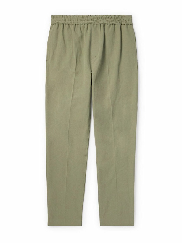 Photo: A.P.C. - Pieter Straight-Leg Pleated Cotton and Linen-Blend Trousers - Green