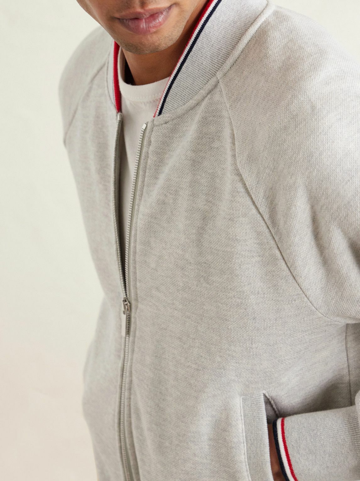 Thom Browne - Logo-Appliquéd Striped Cotton-Piqué Bomber Jacket - Gray