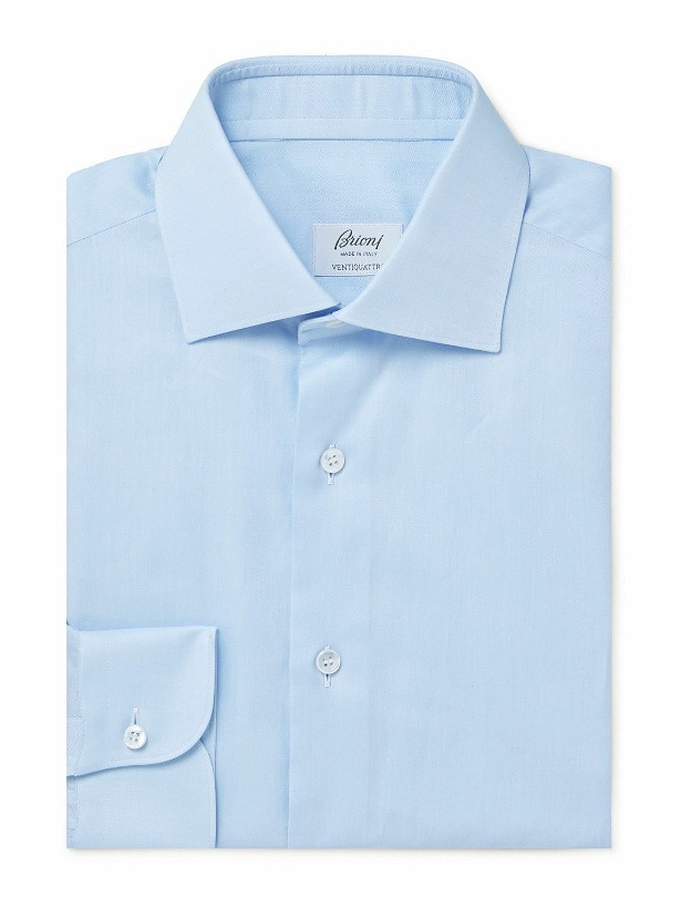 Photo: Brioni - Cutaway-Collar Cotton-Poplin Shirt - Blue