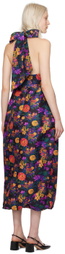 Kika Vargas Black Ivy Midi Dress