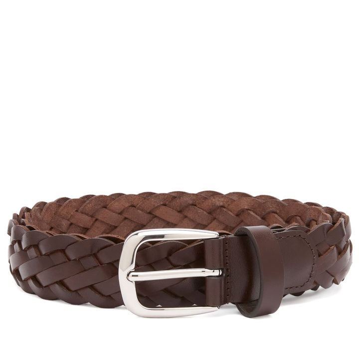 Photo: Anderson's Men's Narrow Leather Woven Belt in Brown