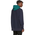 Champion Reverse Weave Navy and Green Oversized Colorblock Hoodie